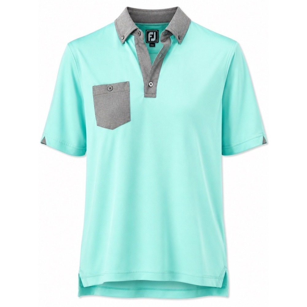 Foot Joy Mens Large Athletic Fit Teal  Pocket Golf Polo Short Sleeve Performance - Picture 2 of 10